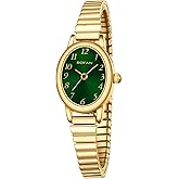 BOFAN Small Gold Watches for Women Easy Read Ladies Quartz Wrist Watch with Stainless Steel Expansion Band,Waterproof.