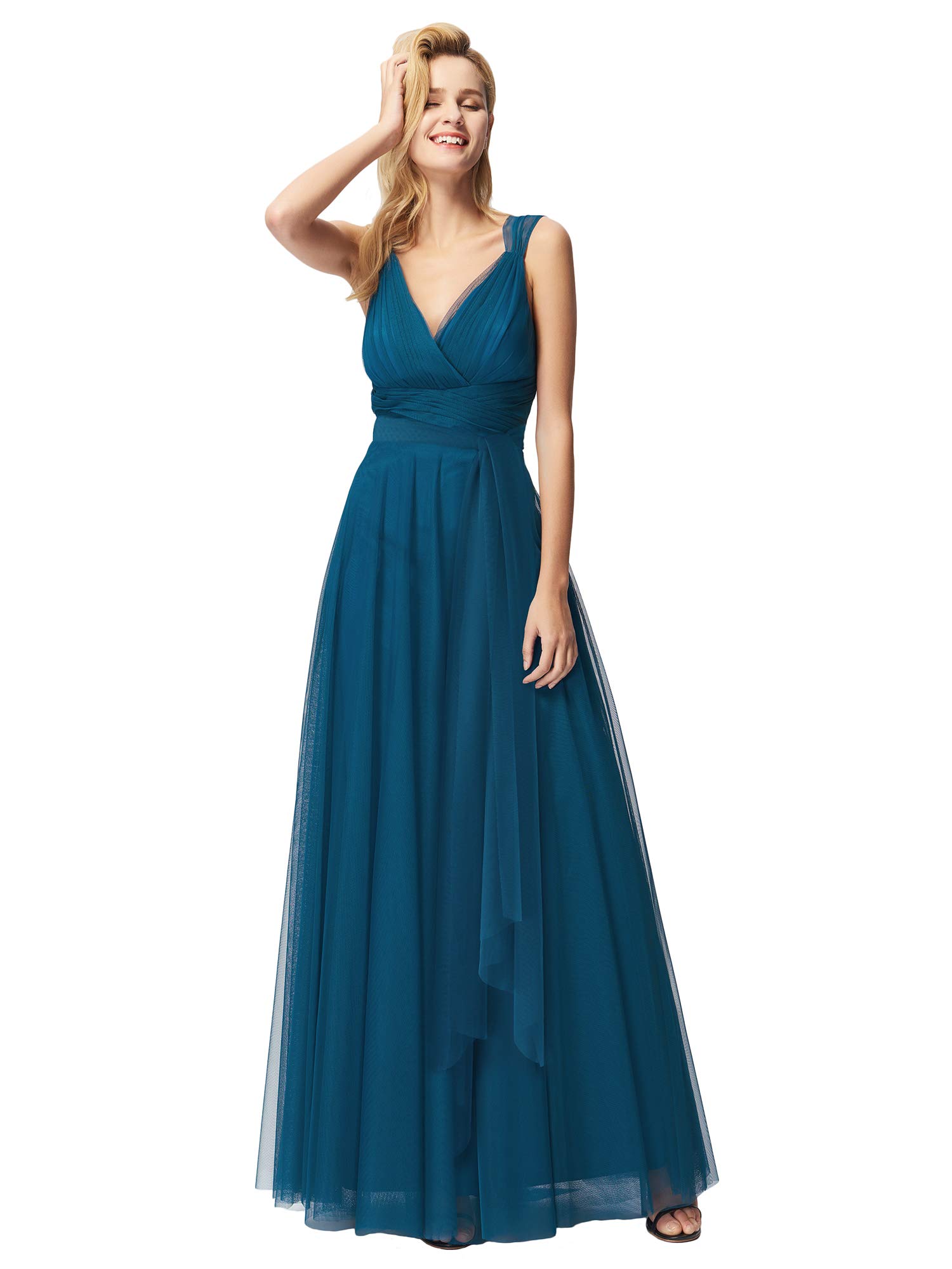 Ever-Pretty-Women-Feminine-Vneck-Sleeveless-Bridesmaid-Dresses-4US-Teal
