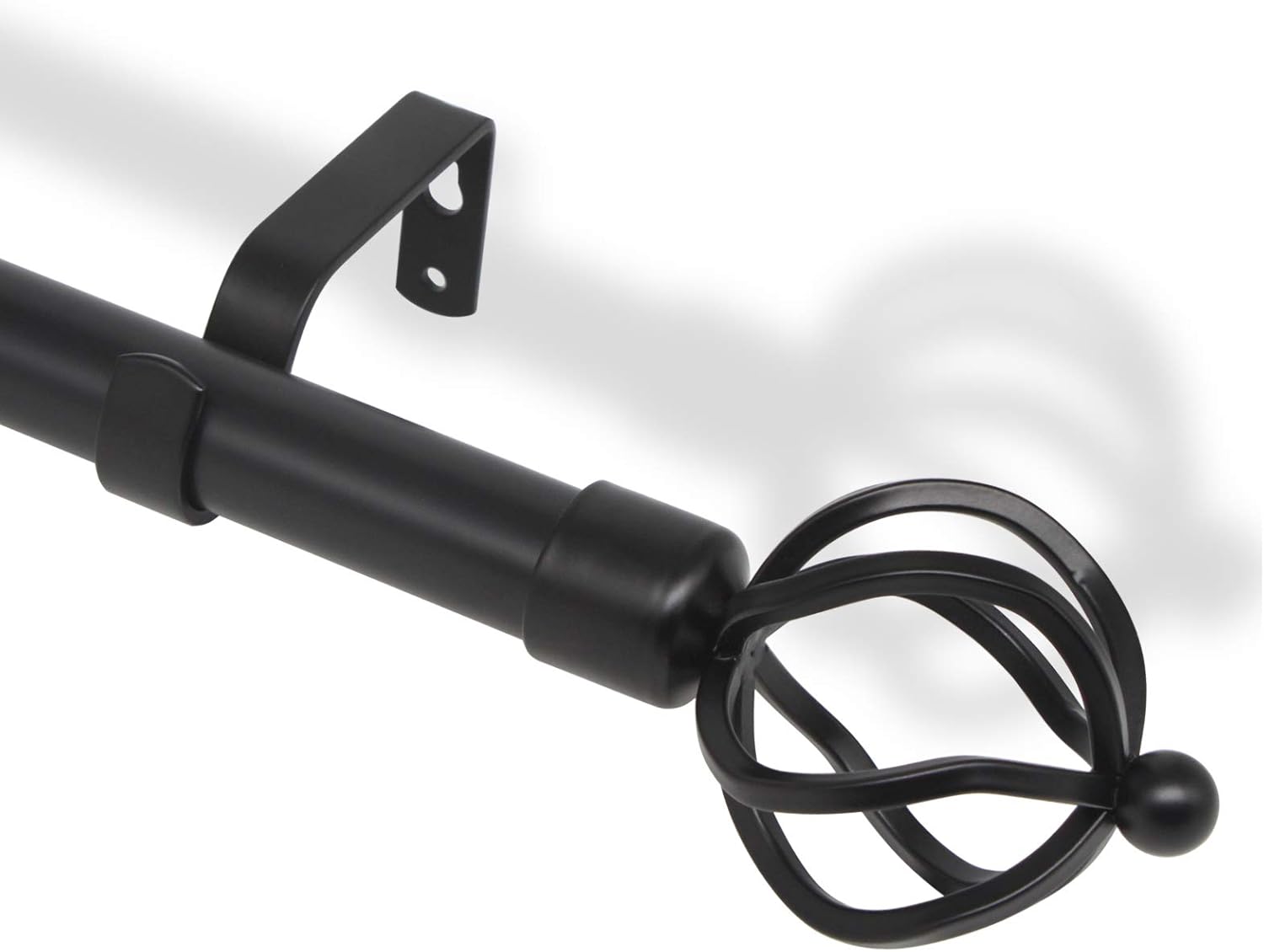Window Curtain Rod with Twisted Cage Finials, 1" Diameter Decorative Window Treatment Single Rod Set, Adjusts from 22" to 42", Black Cafe Window Rods: Home Improvement