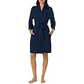 Nautica Womens Soft Robe - Above Knee 3/4 Length Sleeve Lightweight Robe - Cotton Knit Jersey Sleepwear and Loungewear