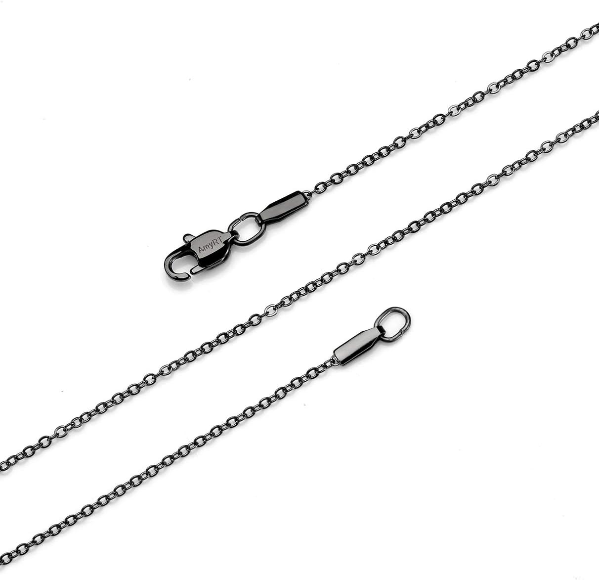 AmyRT Jewelry 1.2mm Titanium Steel Black Gold Silver Cable Chain Necklaces for Women 16 to 30 Inches