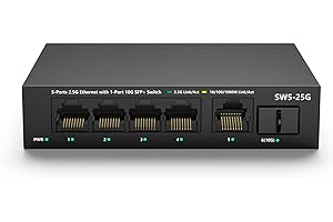 5 Port 2.5GB Ethernet Switch Unmanaged Network Switch | 5 x 2.5 Gigabit | 1 x 10G SFP+ | Multigig Switch Work with 10-100-100