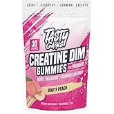 Creatine Gummies for women | 3g Creatine Monohydrate Per Serving | DIM Supplement 100 mg | Estrogen Balance for Women | Hormonal Acne, Hormone Balance, Glute Builder (90 Count, White Peach)