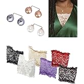 MYDUOLIA 9 Pack Lace Modesty Panel for Women - Invisible Cleavage Cover with Adjustable Bra Hooks & Elegant Brooch Pins Mock Camisole Inserts Anti-Peek Coverage for Dresses, Tops