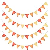 4 Pack Rainbow Pennant Banner, BetterJonny Felt Fabric Flags Pennant Banners Triangle Flag for Party Wedding Christmas Birthday Bedroom Decoration(Orange)