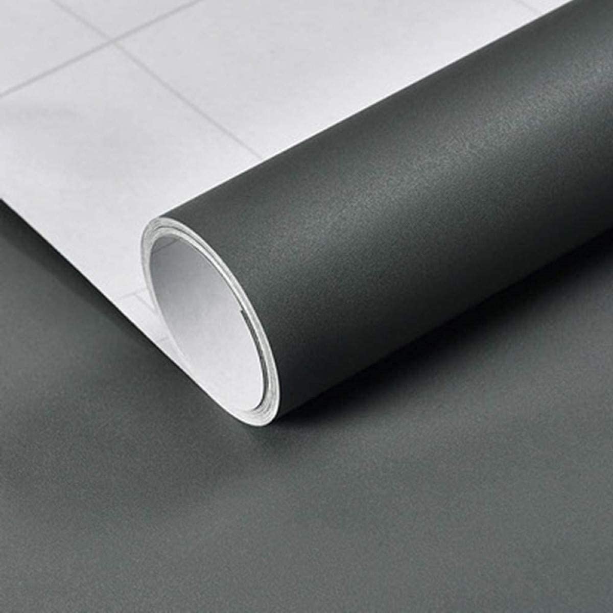 KROGER Matt Dark Grey Vinyl Contact Paper Size24''x118'' inches Decorative Self Adhesive