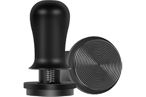 PUSEE 53.3mm Espresso Coffee Tamper with Double Spring Calibrated, Handle Tamper 30lbs Pressure with Titanium Coating Stainless Steel Ripple for Espresso Machine Accessories 53.3mm Tamper, Black