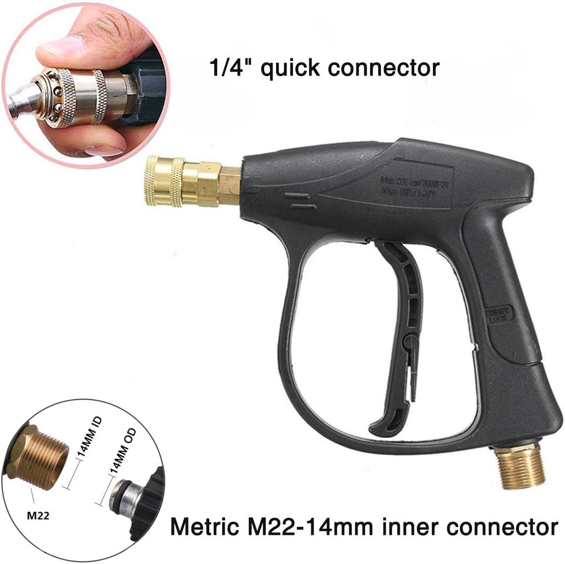 MATCC High Pressure Washer Gun 3000 PSI Car Washer Gun With 5 Nozzles for Car Pressure Power Washers: Automotive