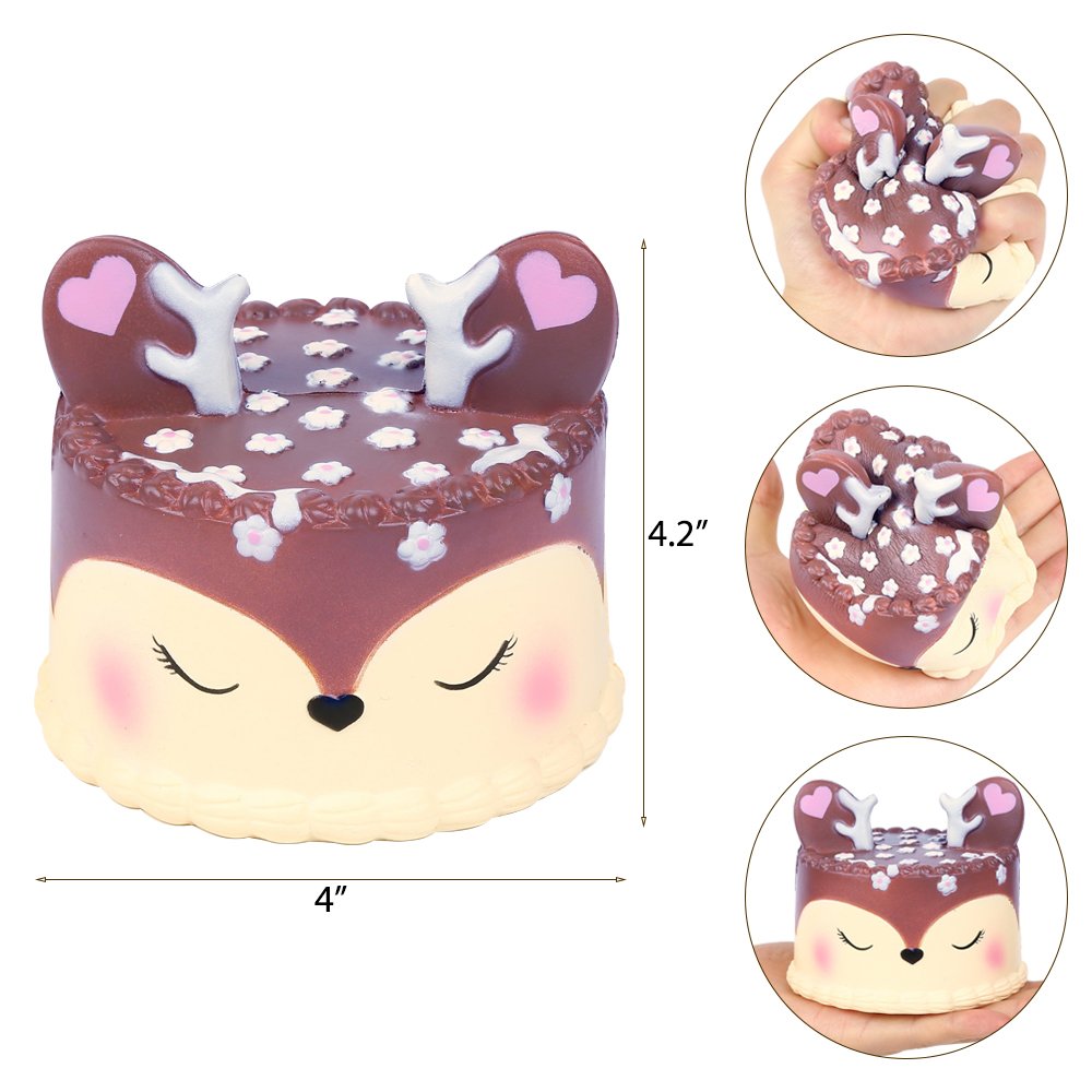 EocuSun Jumbo Squishies Toys Slow Rising Squishy Kawaii Cute Deer Cream Scented Squishys Stress Reliever Toy for Kids Adults Party Decorative Hop Props Large by (Purple)