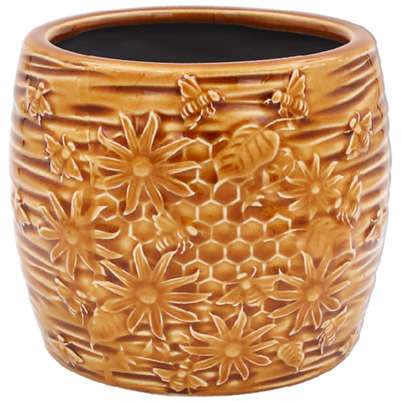 Plant Pot | Crackle Glaze Bees | 1 Piece - 13x13x11 cm