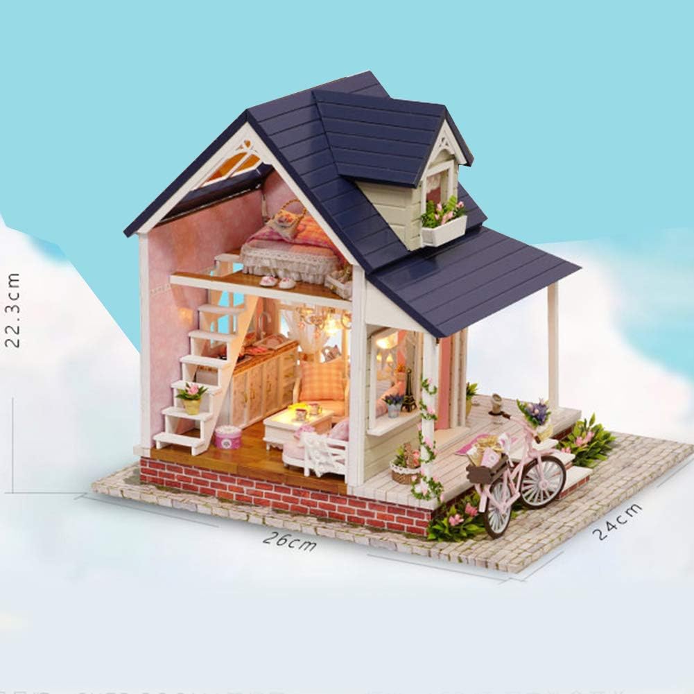 blue wooden dolls house