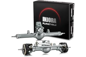INJORA +4mm Planet Front Rear Axles with Double Joint Shafts & Brass Steering Knuckles for 1/24 Axial SCX24 Upgrade(Titanium)