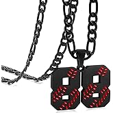 MIMITLTY Personalized Jersey Number Necklaces for Mens,Athletes Stainless Steel Sport Number Pendant Chain for Boys Baseball/Softball Team Inspiration Jewelry with Gifts