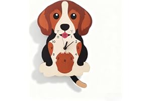 YIJALYN Dog Pendulum Wall Clock,Cute Swing Tail Beagle-styled Wall Clock Decorative for Living Room/Bedroom/Kid's Room/Kitchen,Large Unique Wood Silent wall clock,Gift For Boy,Girl,Friend,Family,Lover