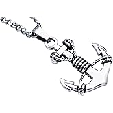 BlackJack Men’s Anchor Pendant, 316L Stainless Steel Necklace White/Gold/Black/Blue with a 24” Curb Chain, Nautical Jewelry Gifts