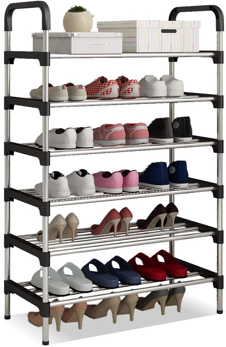 6 tier bamboo shoe rack on Shoes Rack Tower Shelf Stand Organizer Free Standing Stainless Steel Frame 6 Tier Holds 18 Pairs Of Shoes For Home Hallway Bedroom Living Room Price In Uae Amazon Uae Kanbkam