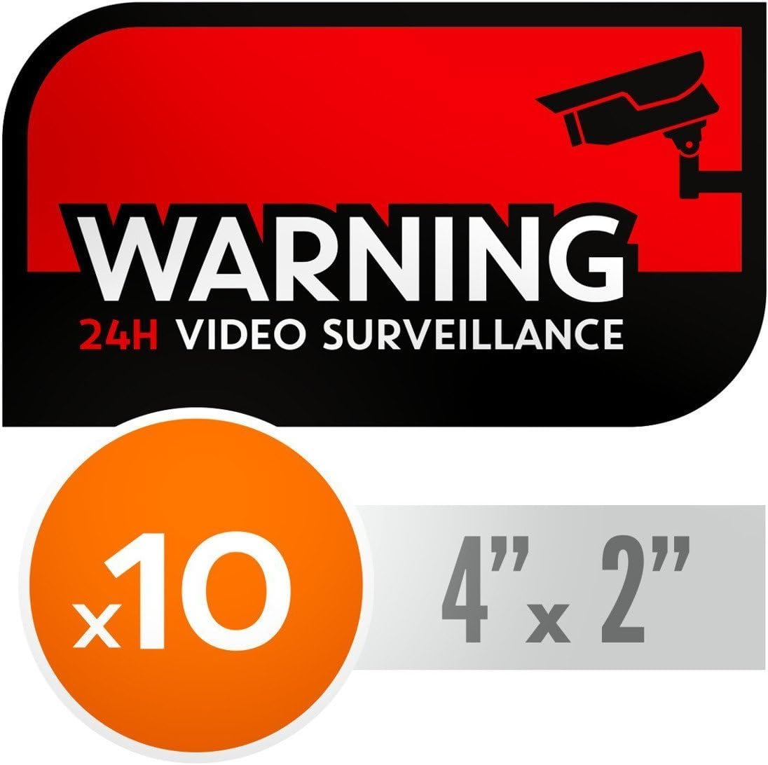 Quality Clever UV Resistant, NO FADE Security CCTV Warning Stickers - 24h Video Surveillance Decals