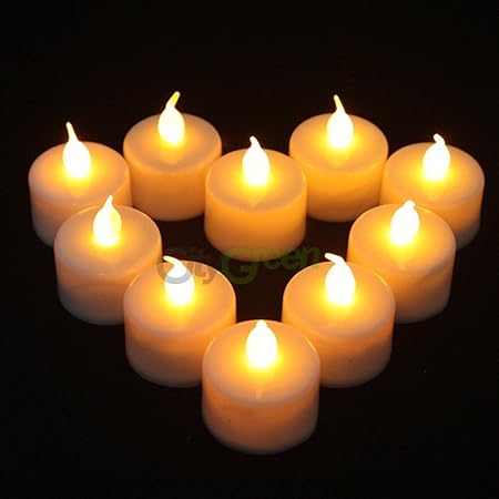 Realshoppe Trading 12 Flameless Tea Light Candles/Led Candles/Party Candles (White, Natural Flame)