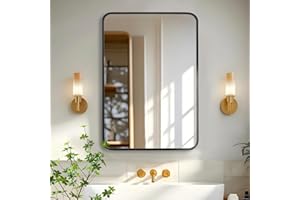 ZIBBIZO Bathroom Mirror, Vanity Mirrors for Over Sink Wall, 22x30 Inch Large with Rounded Rectangle Metal Frame, Modern Decorative for Restroom, Farmhouse, Horizontally or Vertically Hanging