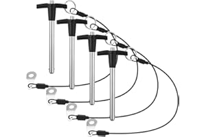 VXCICC 4 Pack T Handle Quick Release Pin 5/16 Inch Diameter,304 Stainless Steel Ball Locking Pin with Push Button Lanyard Usable Length 2.76"(8mm x 70mm)