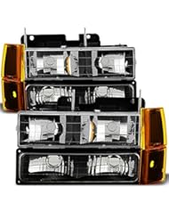 Automotive Parts and Accessories: Black 94-99 GMC Full Size Pickup Truck Suburban Sierra Headlights w/Corner + Bumper Signal Lamps
