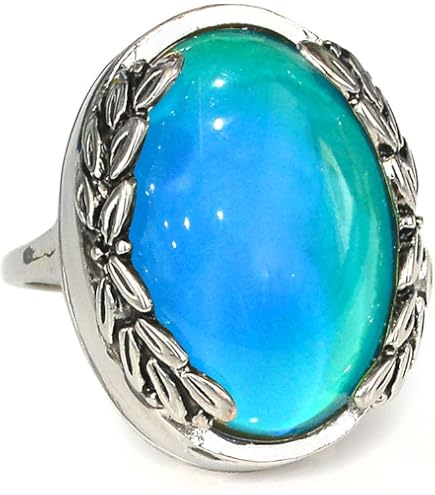 Mood Ring For Women - Oval Moon Stone Color Changing Ring In 925 Sterling Silver (Size 10)