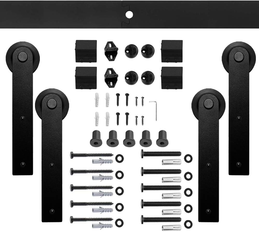 LWZH 8FT/244cm Sliding Barn Door Hardware Barn Door Kit Sliding Door Kits for Double Door,Black