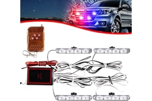 KaiDengZhe 4x4 LED 4 in 1 Surface Mount Grill Light DC12V Wireless Remote Emergency Flashing Beacon Lamp Police Light Strobe Warning External Light For Truck Trailer Caravan Van (Red Blue)