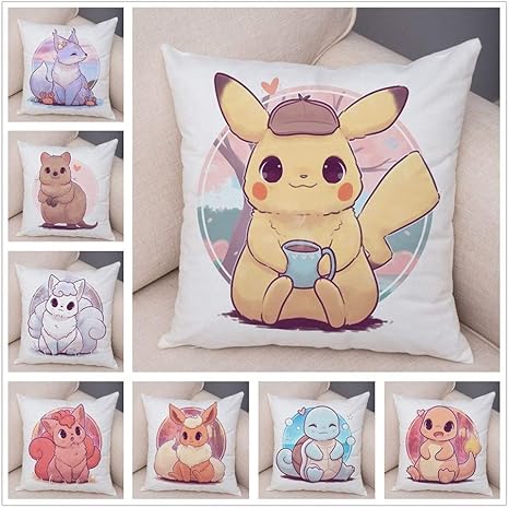Amazon Bjxd ポケモンピカチュウクッションカバーインテリアカラフルなかわいい漫画の動物の枕カバー枕用のソファカーホームぬいぐるみ抱き枕カバー45x45cm Color 22 Size 450mm 450mm 枕カバー ピローケース オンライン通販