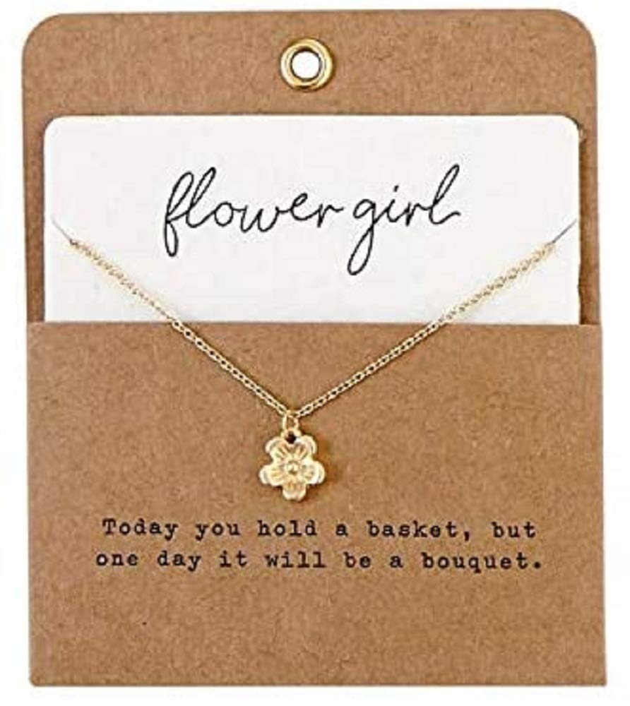 Mud Pie Charm Necklace Flower Girl, Gold, 8