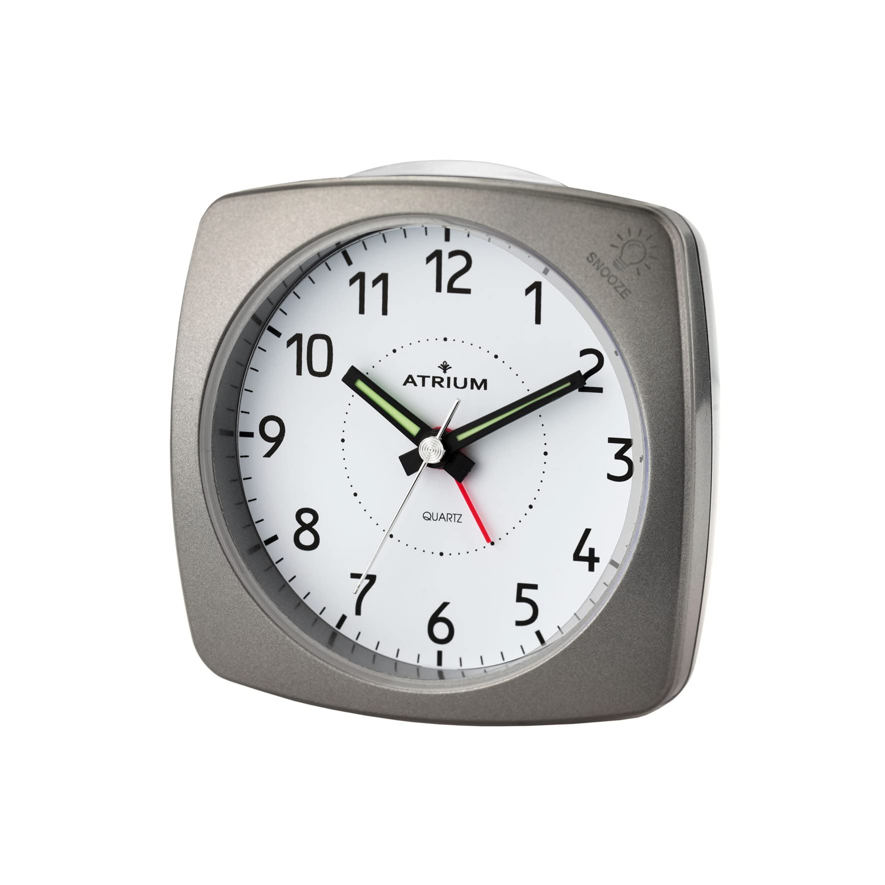 Atrium A251-4 Analogue Quartz Alarm Clock without Ticking with Light and Snooze Anthracite Grey Metallic