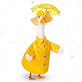 FuWeave Spring Baby Goose Outfit Raincoat and Umbrella for 17'' Lawn Porch Baby Goose Costume Plastic Raincoat Clothes for Spring Outdoor Patio Yard Lawn Decoration