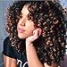 AISI HAIR Curly Afro Wig with Bangs Shoulder Length Wig Mixed Wig Curly Synthetic Wig Black Wig Afro Kinkys Curly Hair Wig Synthetic Heat Resistant Wigs Curly Full Wigs for Black Women