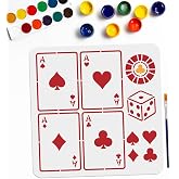MAYJOYDIY Playing Cards Dice Stencils 11.8×11.8inch Hearts Clubs Diamonds Spades A Stencil with Paint Brush Reusable DIY Art Craft Stencils on Wall Wood Glass