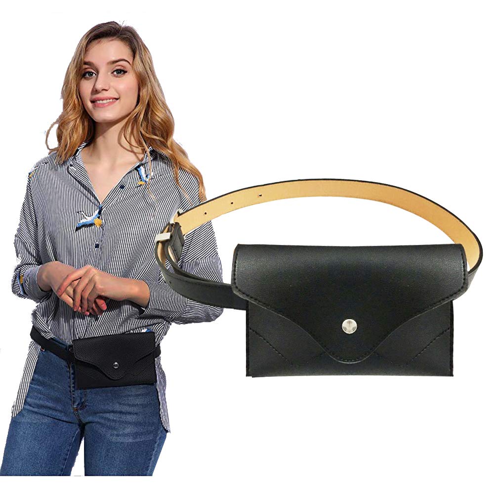 Famhome Women leather fanny pack, removable Belt with MINI Purse Travel Cell Phone Bag