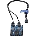 COMeap 9 Pin USB Header Splitter, Motherboard 9Pin USB 2.0 Header 1 to 4 Ports Internal USB Hub Extension Adapter for CPU, WiFi Receiver, Cooling Fan, and RGB Light