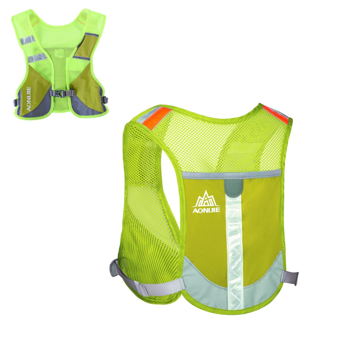 Achsoo Ultralight Reflective Running Vest Backpack Marathon Hiking Bags Hydration Pack Outdoor Sport Bag Cycling Pack (Green)