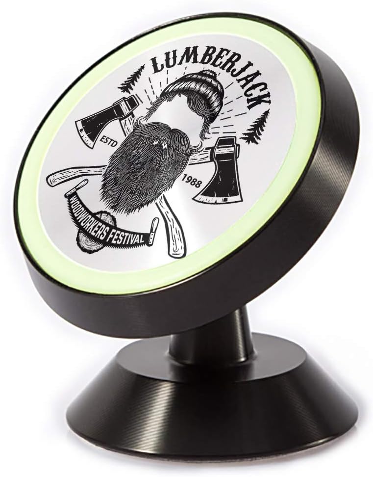 Tinmun Magnetic Phone Car Mount, Lumberjack Woodworkers Festival Emblem Hipster Universal Car Phone Holder for Dashboard