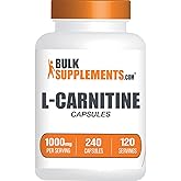 BulkSupplements.com L-Carnitine 1000mg Capsules - Carnitine Supplement, Amino Acid Supplement - Gluten Free, 2 Capsules per S