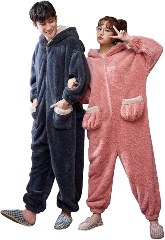 Amazon 三好優品 パジャマ カップル もこもこ 冬 オールインワン かわいい ペアルック フランネル 男女セット 厚手 長袖 ルームウェア 恋人 おそろい 部屋着 結婚祝い パジャマ ルームウェアセット 通販