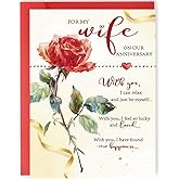 YiKaLus Romantic Anniversary Cards for Wife,Happy Wedding Anniversary Card Gift from Husband,Sweet Love Card for Her