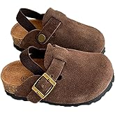 Kids Suede Clogs Toddler Clogs Boys Girls Sandals Cork Adjustable Buckle Mules