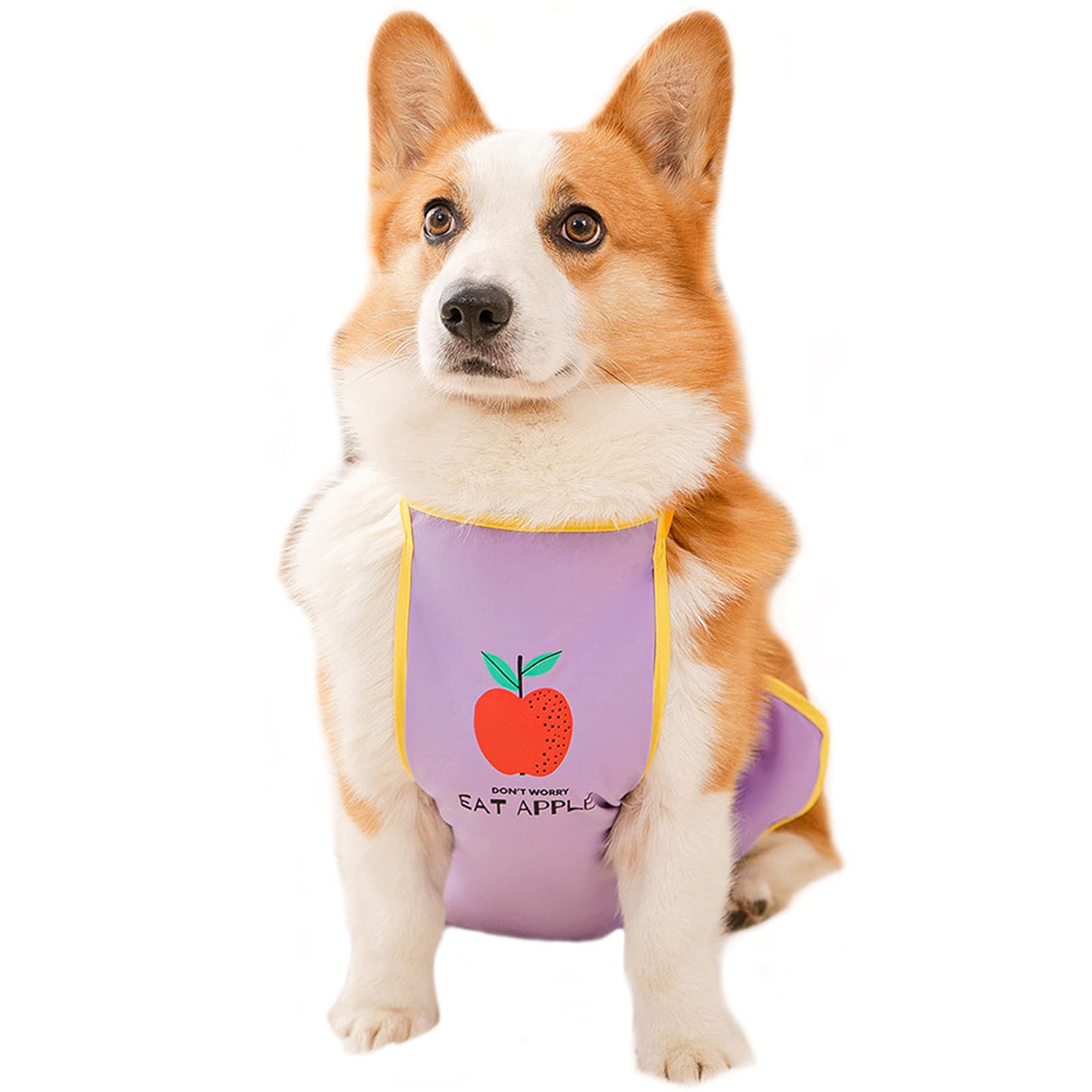 Dog Belly Vest Harness Waterproof Belly Apron Fruit Printed Short Leg Dog Costume for Puppy Small Medium Dogs (L:Purple)