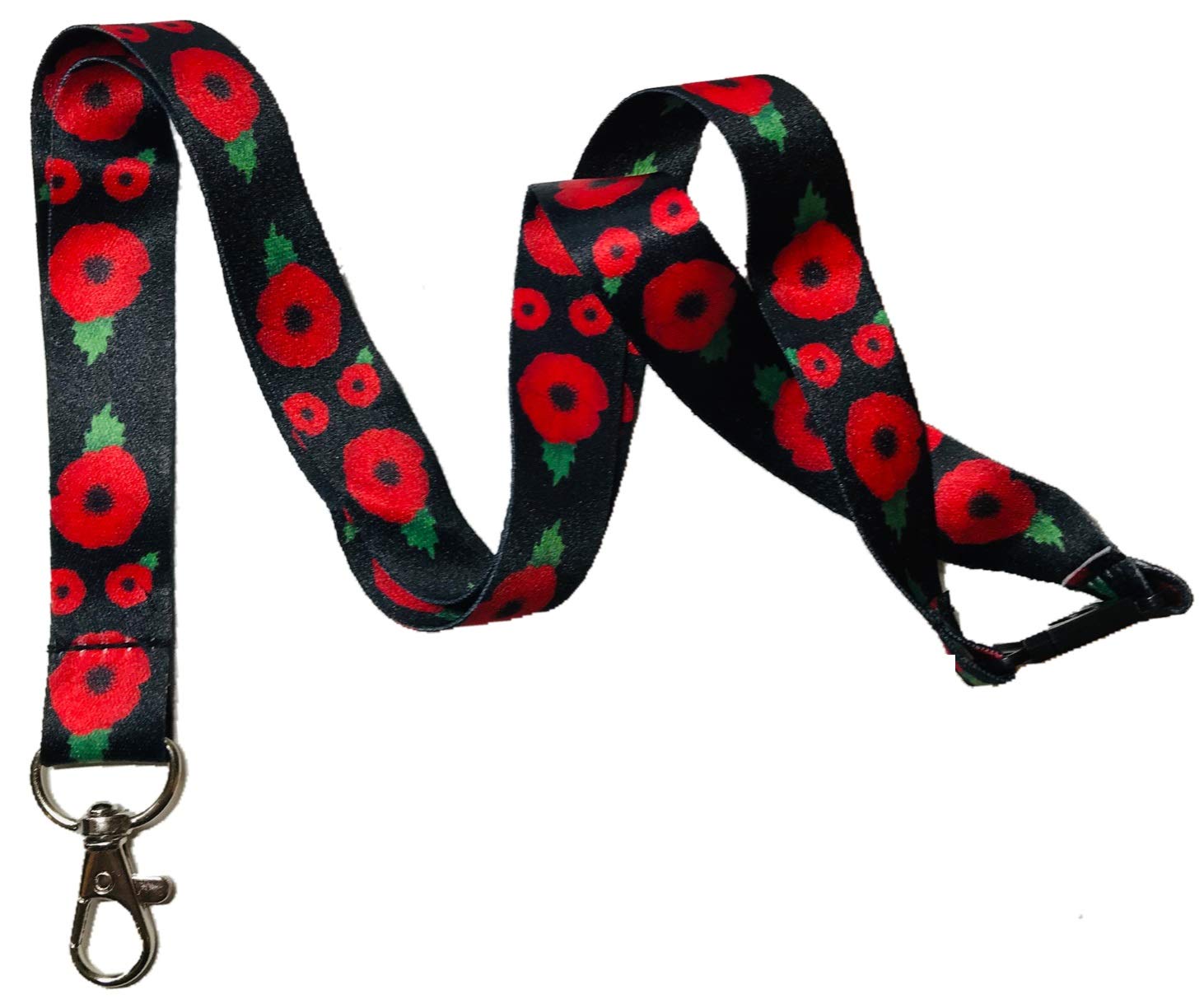 Poppy Neck Lanyard with Safety Breakaway & Metal Swivel Hook