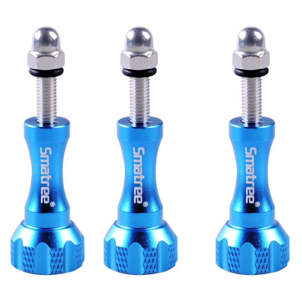 Smatree 3 pcs Long Aluminum Thumbscrew for GoPro Hero 2018, GoPro Hero 7/6/5/4/3/2/1 and DJI OSMO Action (Blue)