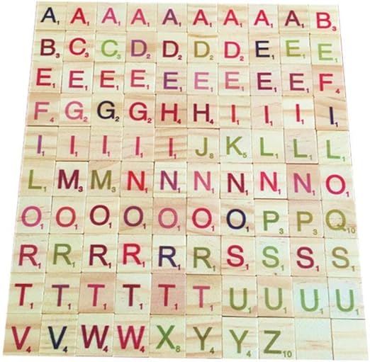 Amazon Com 100pcs Wooden Scrabble Tiles Colorful Letters Numbers Toy Alphabet For Crafts Toys Games