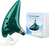 Ohuhu Zelda Ocarina 12 Hole Alto C with Song Book Display Stand Bag Green