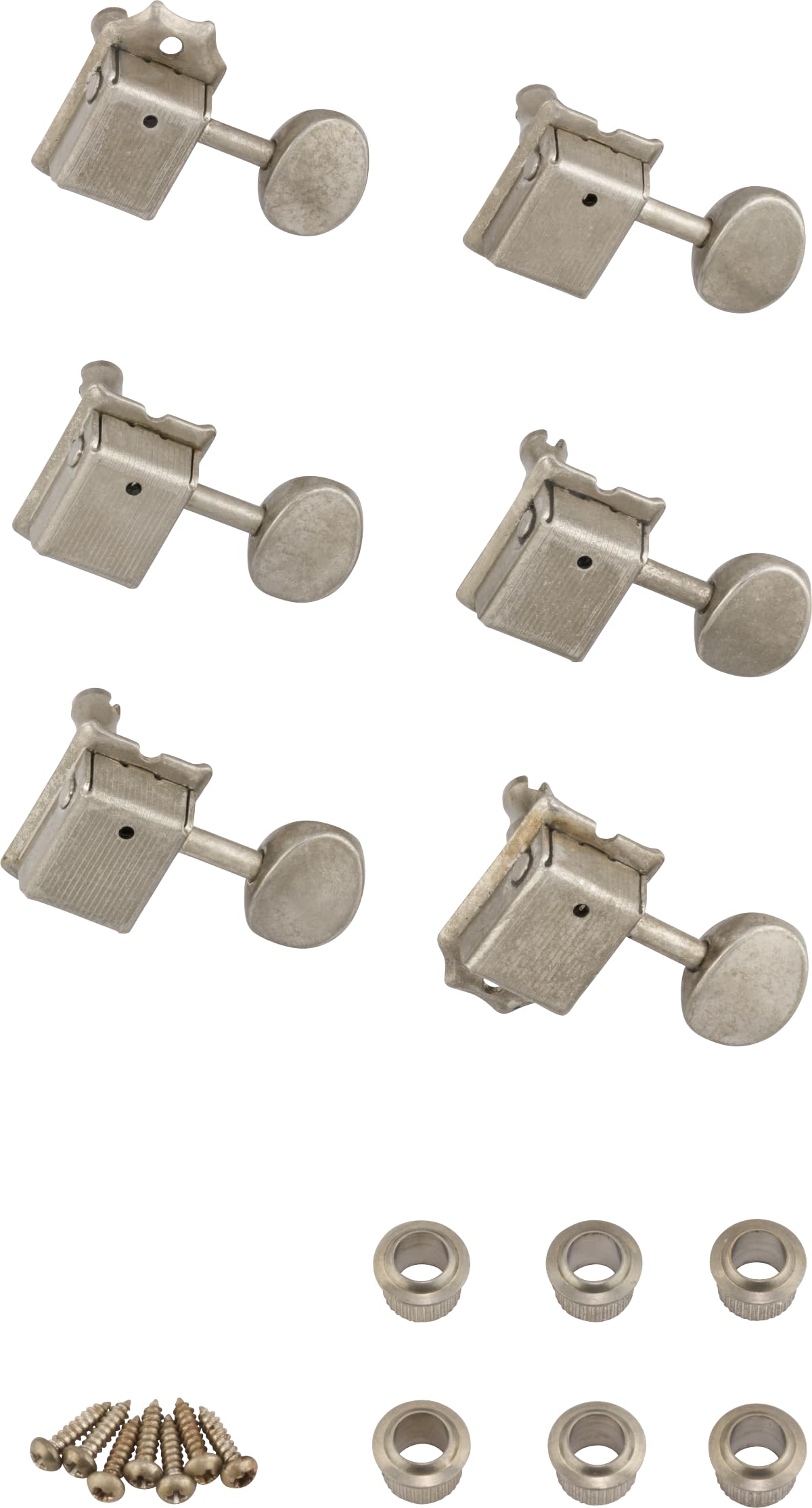 Fender Road Worn® Guitar Tuning Machine Heads, Set of 6, Road Worn Nickel Finish