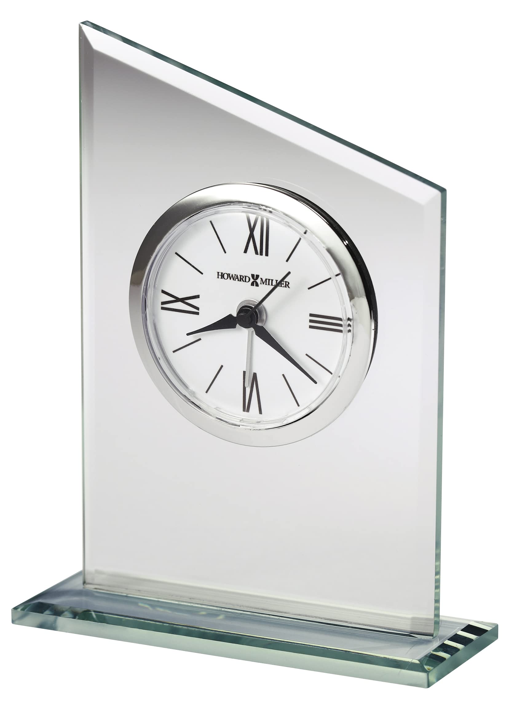 Howard Miller Leigh Table Clock 645-805 – Modern Glass with Quartz, Alarm Movement