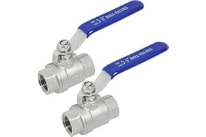 YADIAN 2 Pack 1/2'' Ball Valve Stainless Steel 304, Full Port 1/2 inch Ball Valve NPT Female Heavy Duty Shut Off Valve for Water, Oil, and Gas with Blue Locking Handles, 1000 WOG